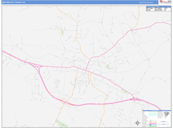 Bedford CityCounty, VA Wall Map Zip Code Basic Style 2025